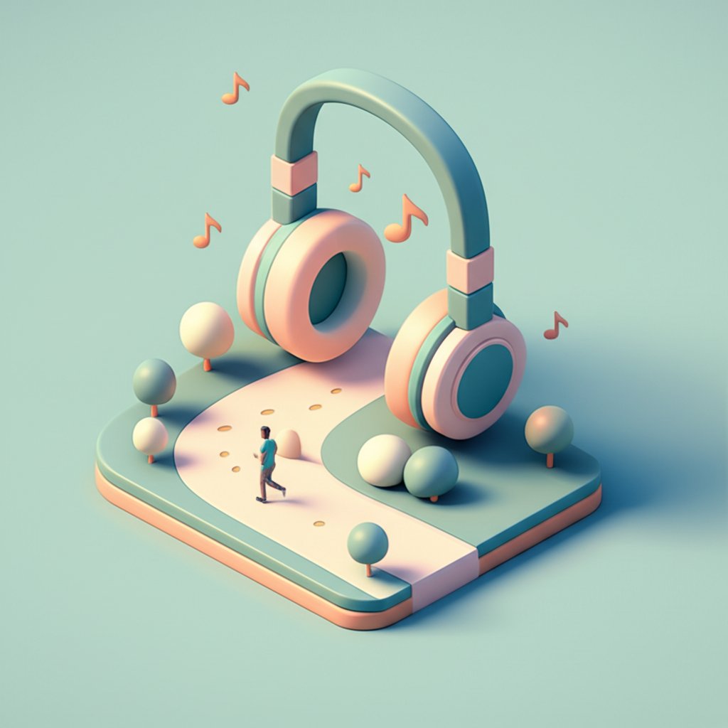 Runner listening to a slow tempo music playlist for a steady pace run.